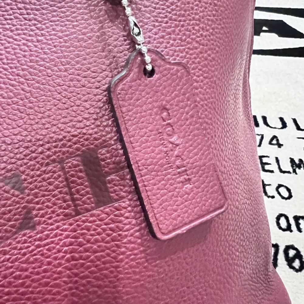 Coach Pebble Leather Cameron Large Tote Shoulder Bag in Burgundy / Wine - Picture 7 of 13